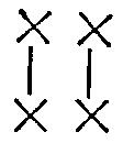 vier x im Rechteck angeordnet, an den Seiten durch senkrechte Striche verbunden